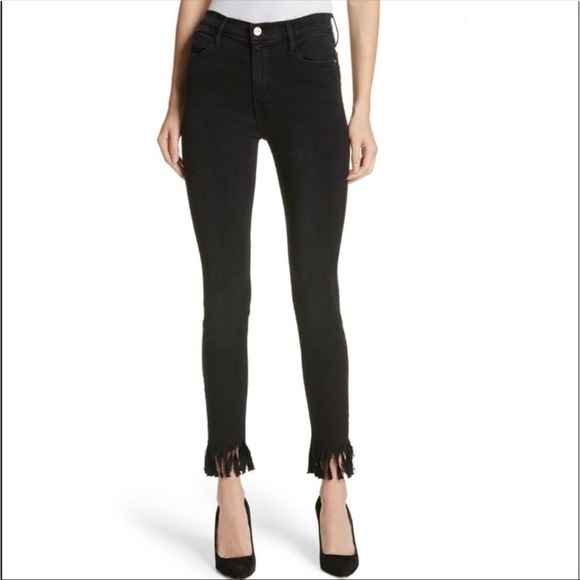 Frame Le High Straight Fringe Hem Jeans Size 26 - Picture 1 of 10